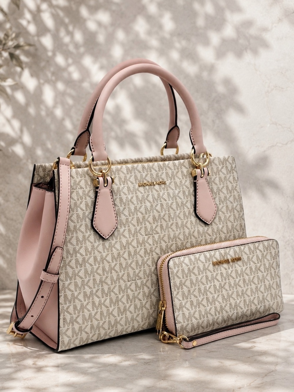 Michael Kors Marilyn Medium Satchel Crossbody Bag And Wallet Set